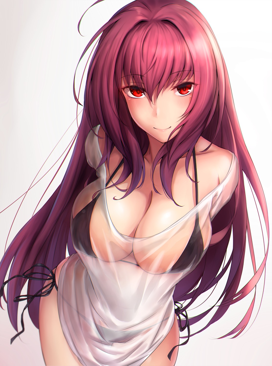 bikini, cleavage, fate/grand_order, lun7732, scathach_(fate), see_through, swimsuits