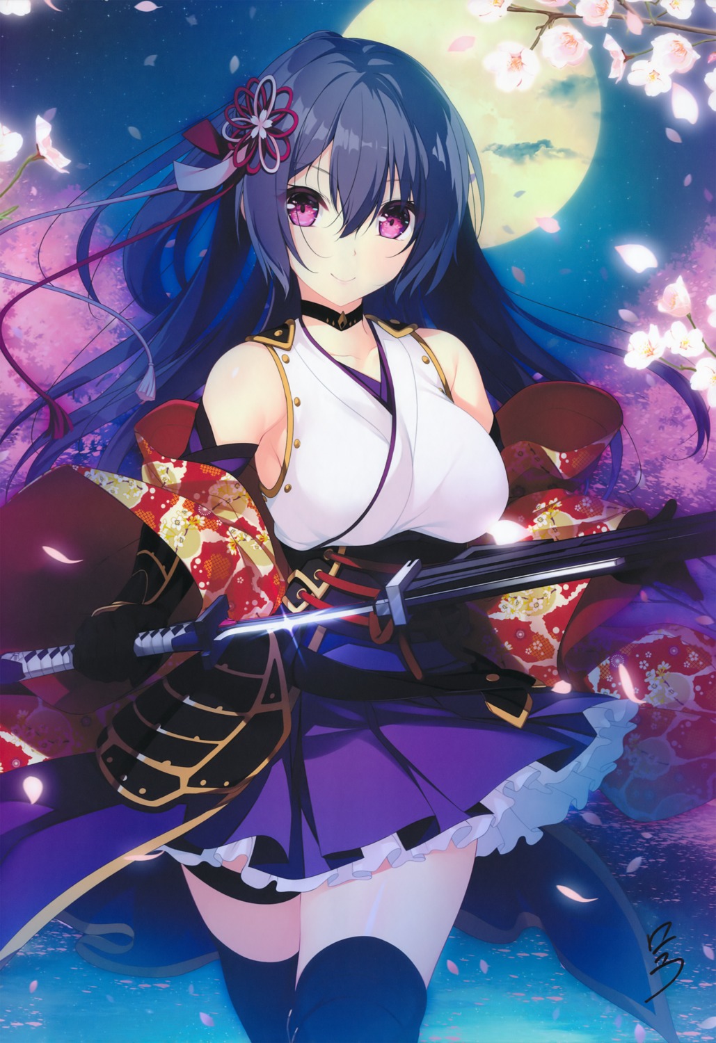 armor, crystalia, garter, japanese_clothes, kamiizumi_saya, katana_(series), kizuna_kirameku_koi_iroha, niro, sword, thighhighs