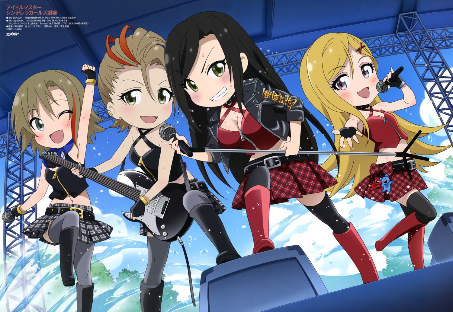 cleavage, fujimoto_rina, guitar, kimura_natsuki, mukai_takumi, tada_riina, takatsu_tomoko, the_idolm@ster