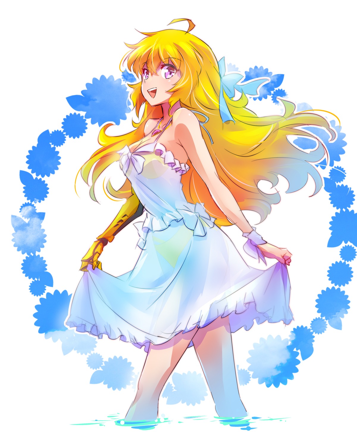 bikini, cleavage, dress, iesupa, rwby, see_through, skirt_lift, summer_dress