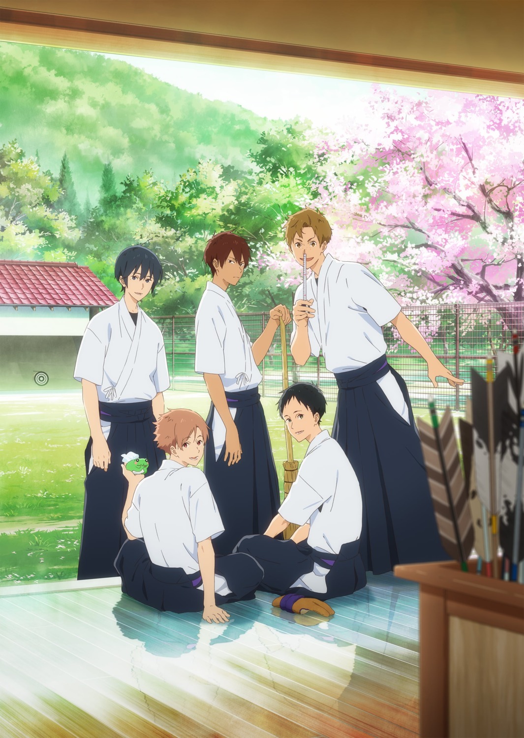 kadowaki_miku, kisaragi_nanao, male, narumiya_minato, onogi_kaito, takehaya_seiya, tsurune, uniform, yamanouchi_ryouhei