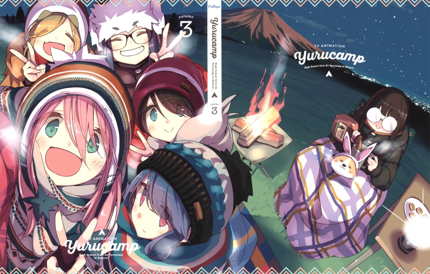 afro, inuyama_aoi, kagamihara_nadeshiko, megane, oogaki_chiaki, saitou_ena, selfie, shima_rin