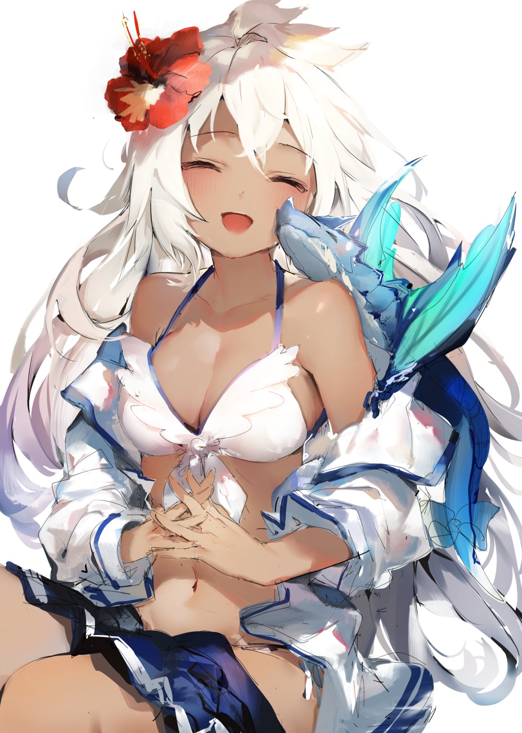 bikini, cleavage, granblue_fantasy, monster, swimsuits, umibouzu, zooey_(granblue_fantasy)