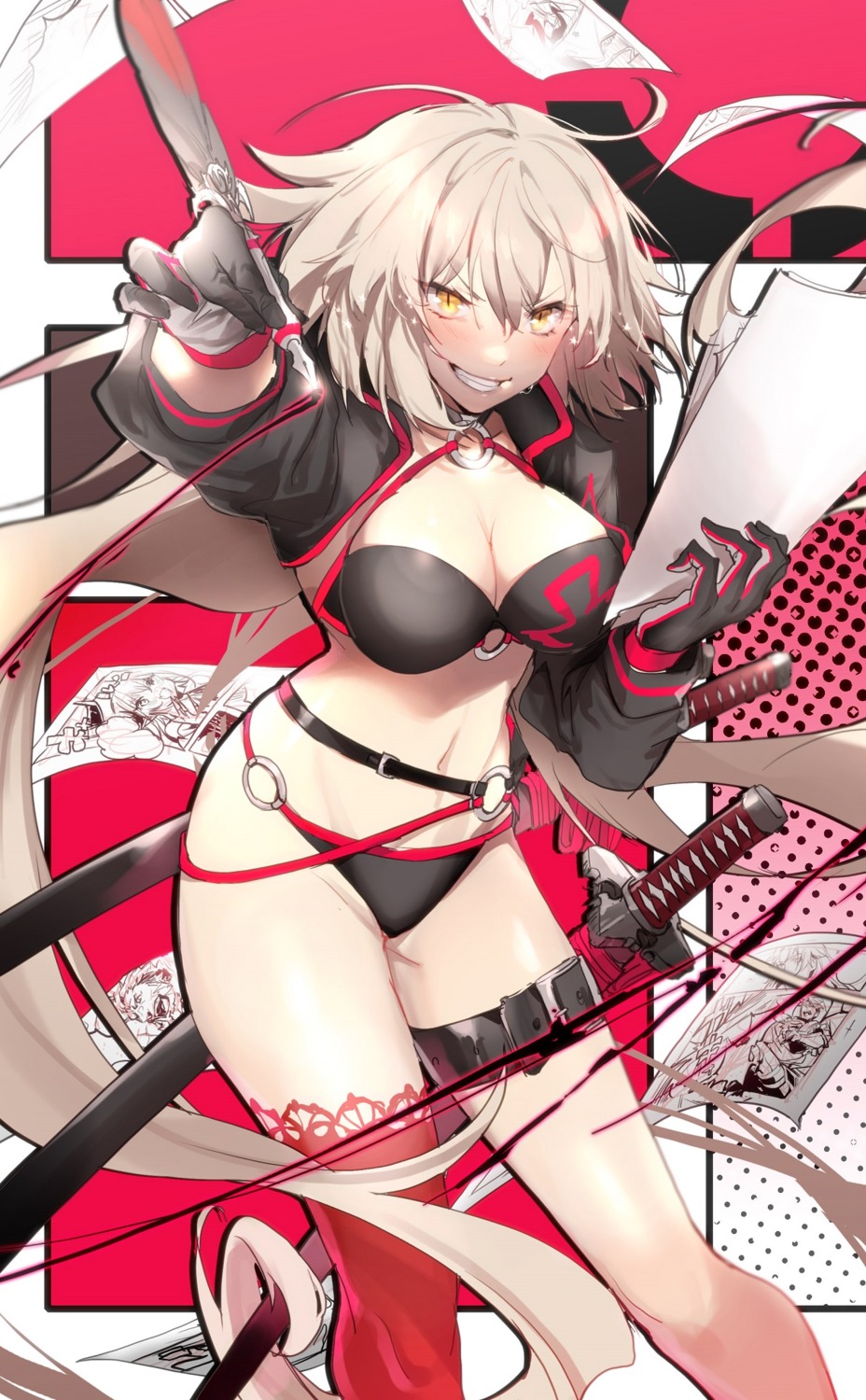 bikini, cleavage, fate/grand_order, garter, jeanne_d'arc, jeanne_d'arc_alter_(fate), no-kan, swimsuits