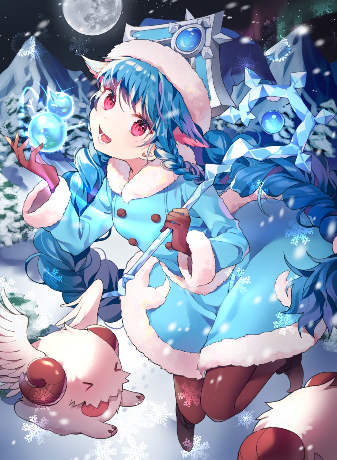 animal_ears, azit_(down), dress, horns, league_of_legends, lulu_(league_of_legends), pantyhose, poro_(league_of_legends)