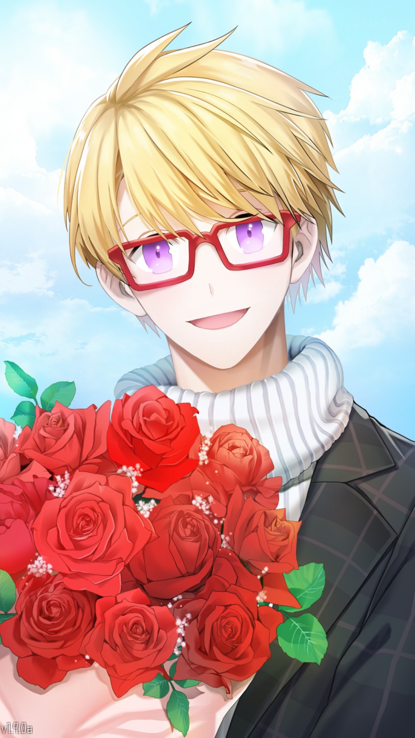 game_cg, male, megane, mystic_messenger, sweater, yoosung_kim