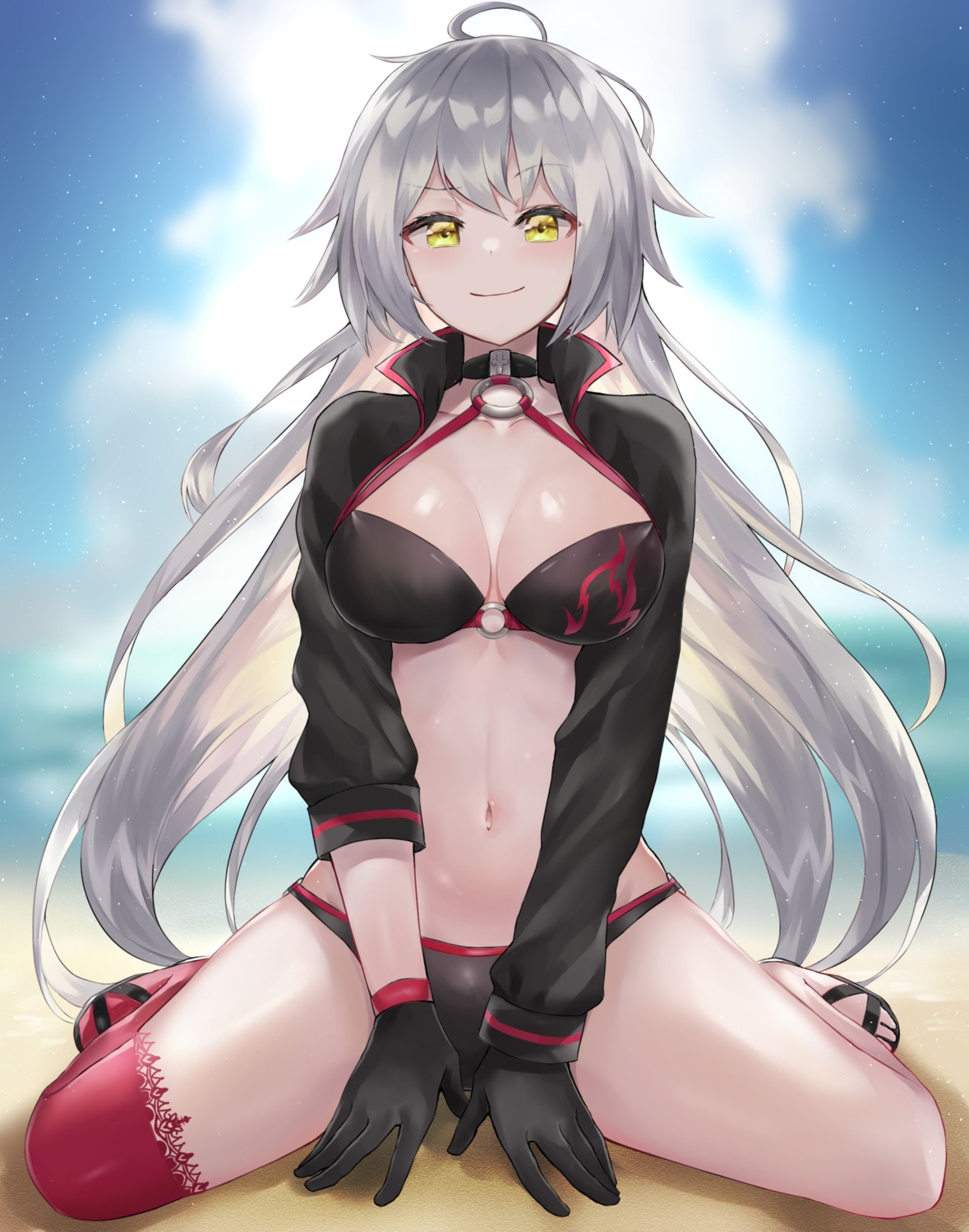 bikini, cleavage, fate/grand_order, jeanne_d'arc, jeanne_d'arc_alter_(fate), rice_(okome_no_naru_ki), swimsuits, thighhighs