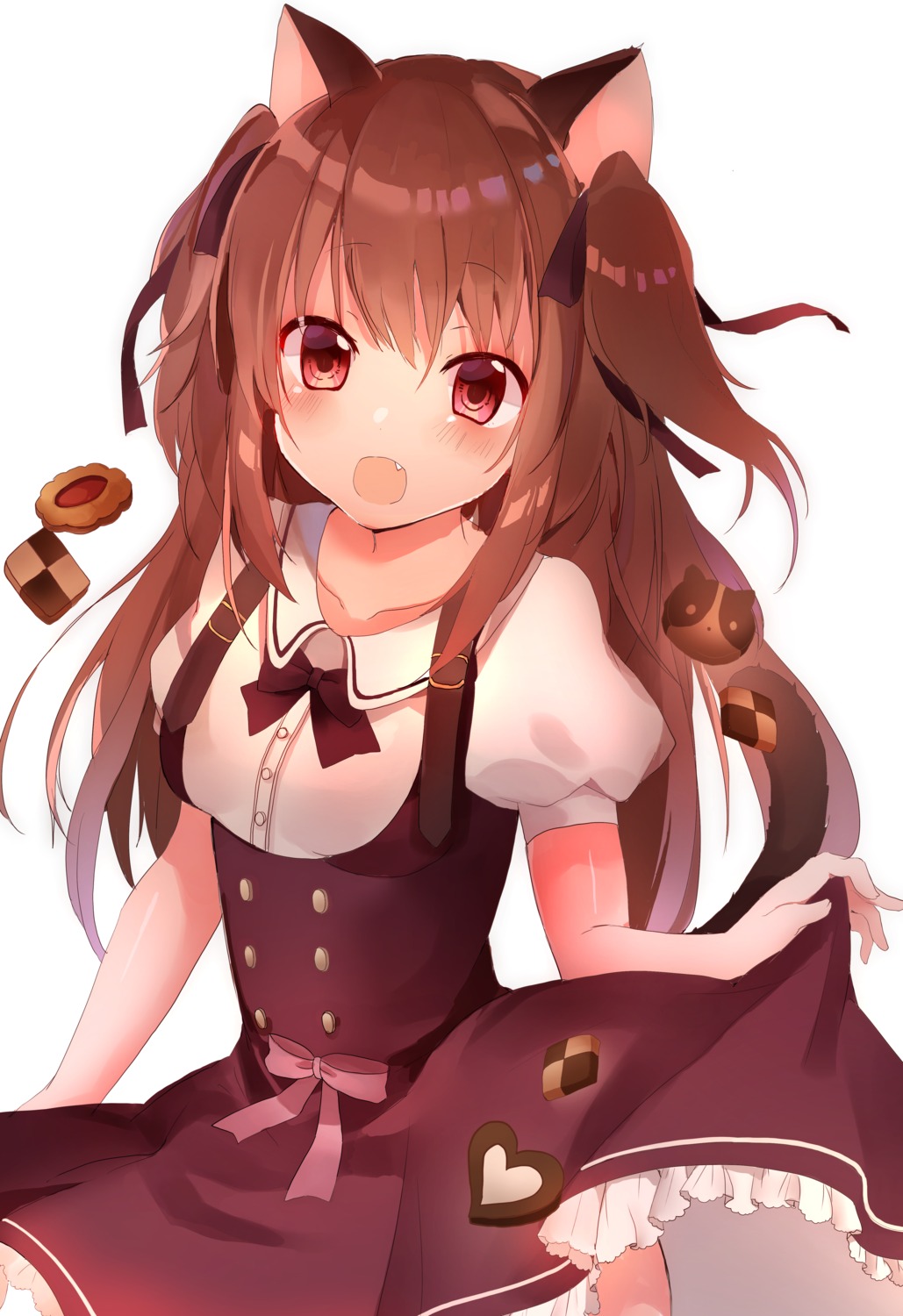 animal_ears, dress, nekoko_(windcat429), nekomimi, skirt_lift, tail