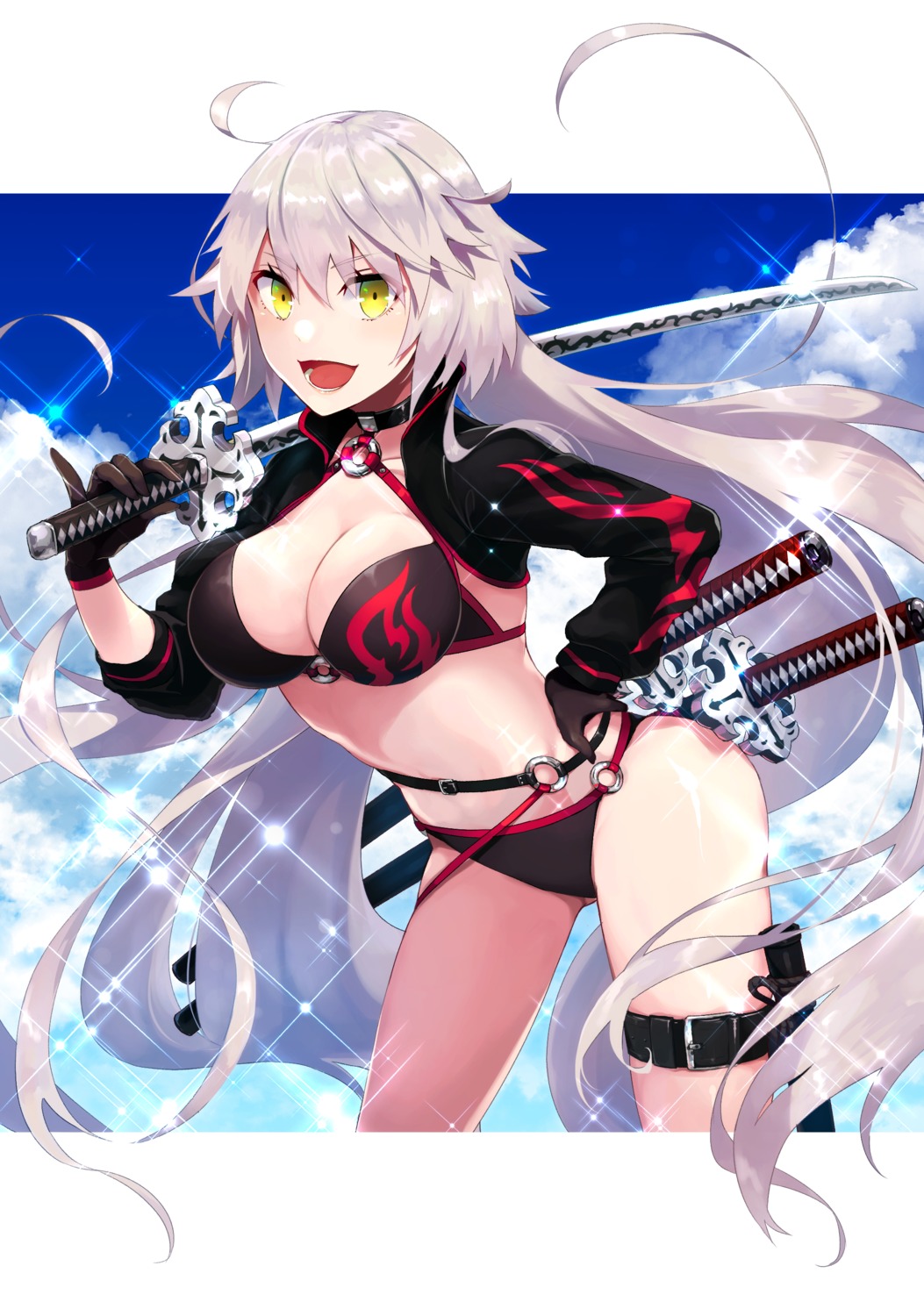 bikini, cleavage, fate/grand_order, garter, jeanne_d'arc, jeanne_d'arc_alter_(fate), swimsuits, sword, tia_(cocorosso)