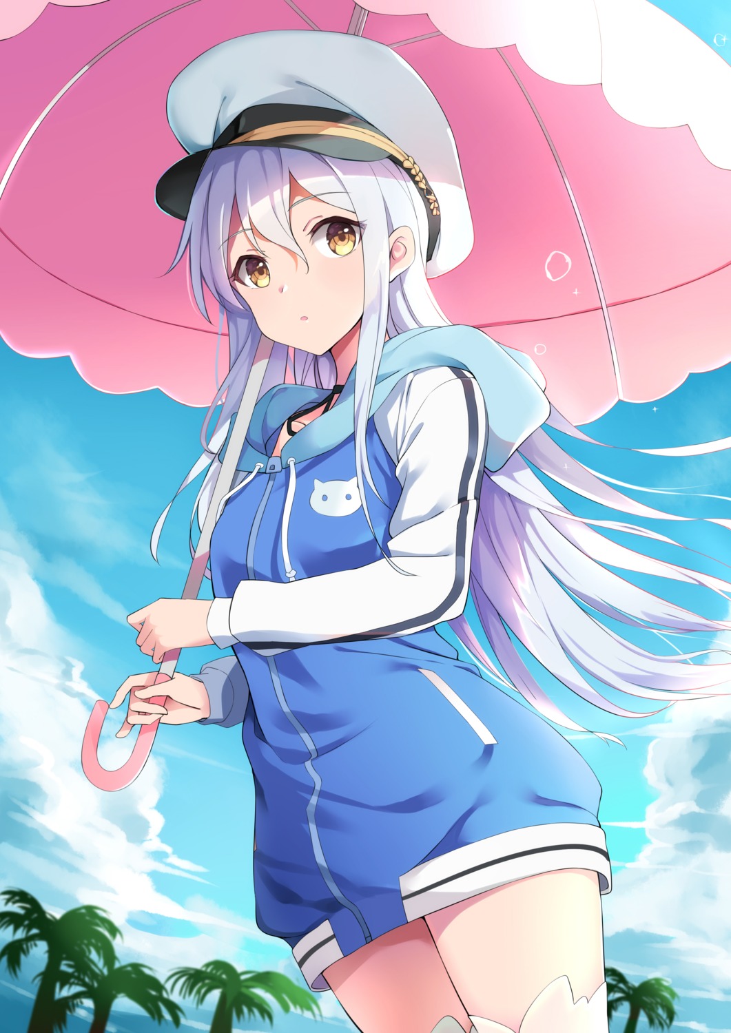 island_(game), ohara_rinne, thighhighs, umbrella, user_nexz2257