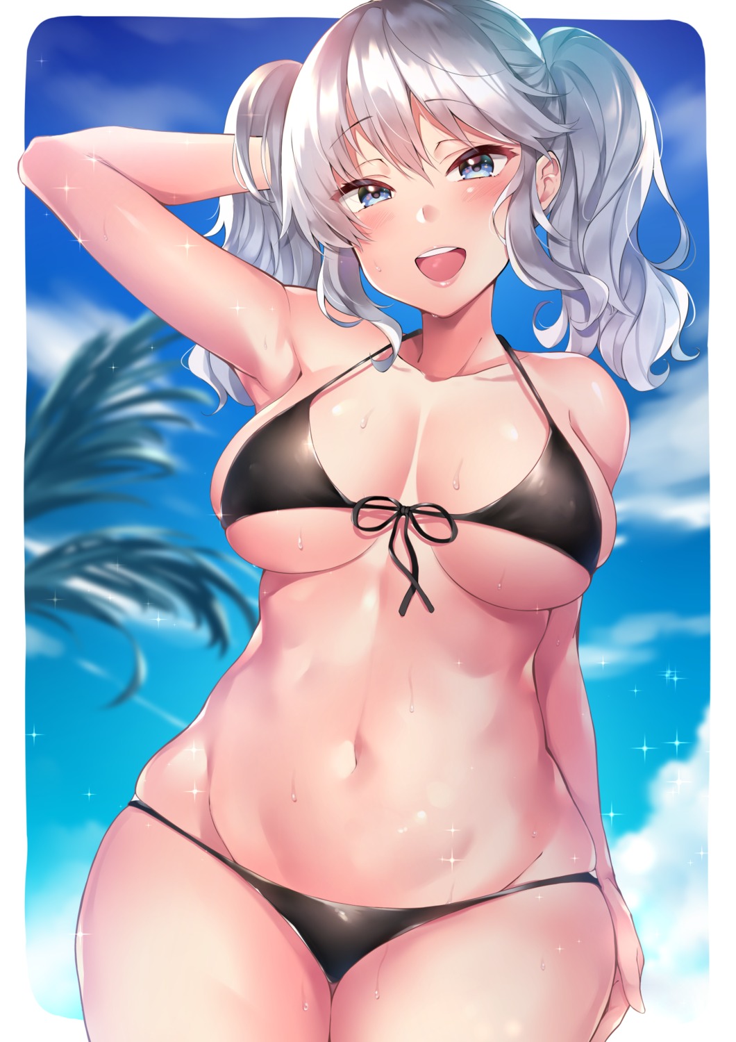 bikini, kantai_collection, kashima_(kancolle), swimsuits, underboob, usa_b, wet
