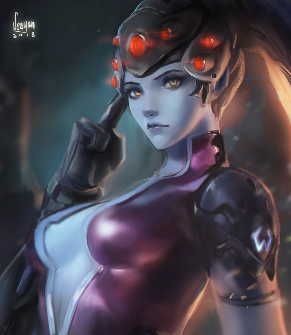 bodysuit, no_bra, open_shirt, overwatch, seuyan, widowmaker
