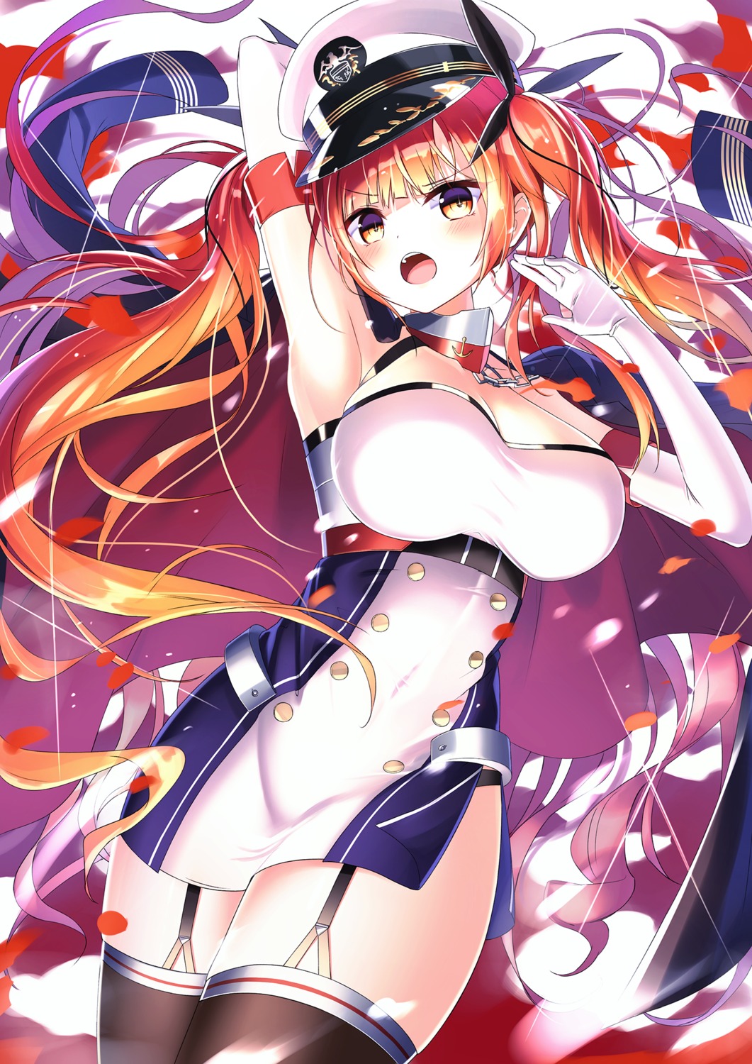 azur_lane, cleavage, honolulu_(azur_lane), satou_(3366_s), stockings, thighhighs, uniform