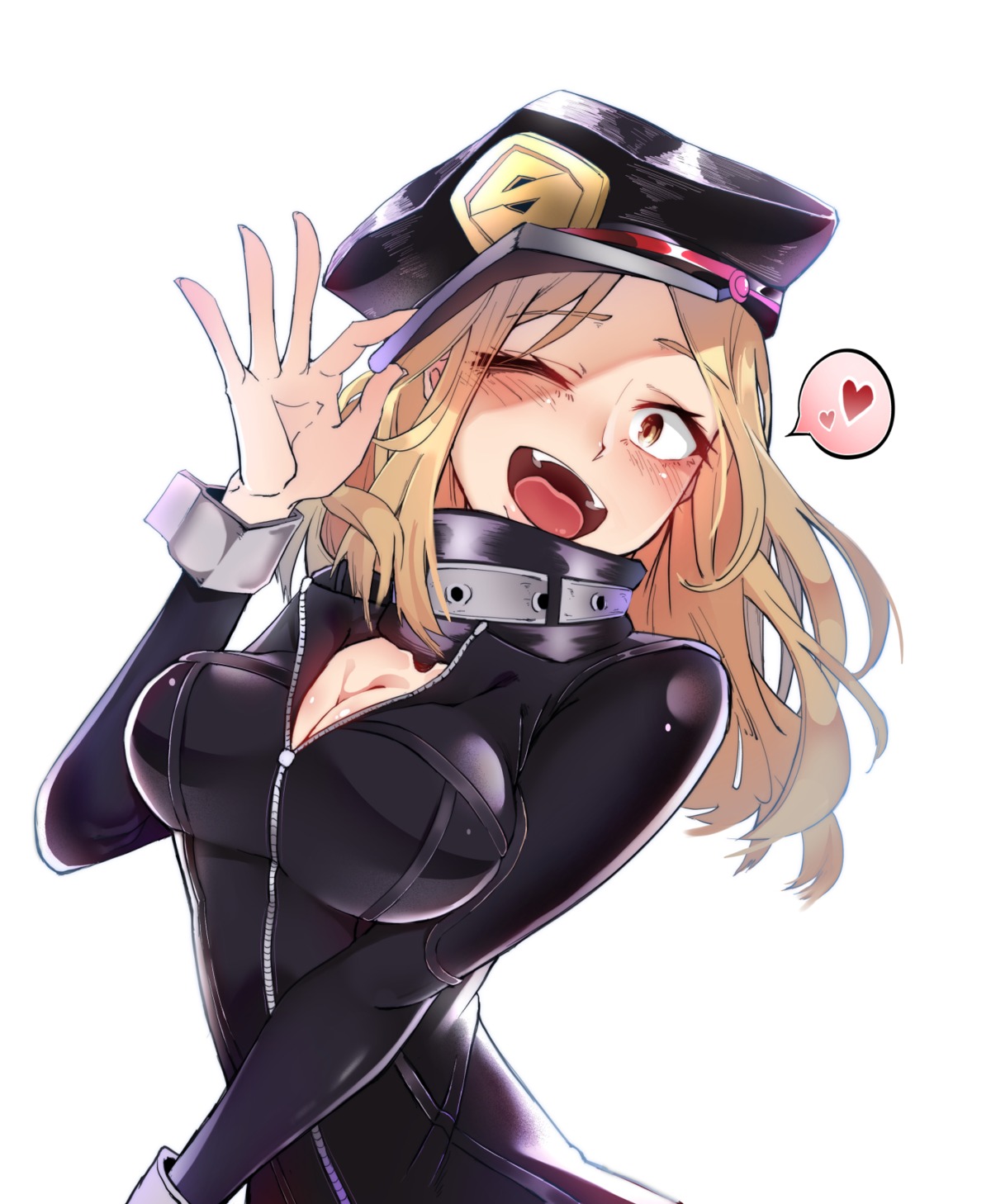 bodysuit, boku_no_hero_academia, cleavage, kid_(artist), no_bra, open_shirt, utsushimi_kemii