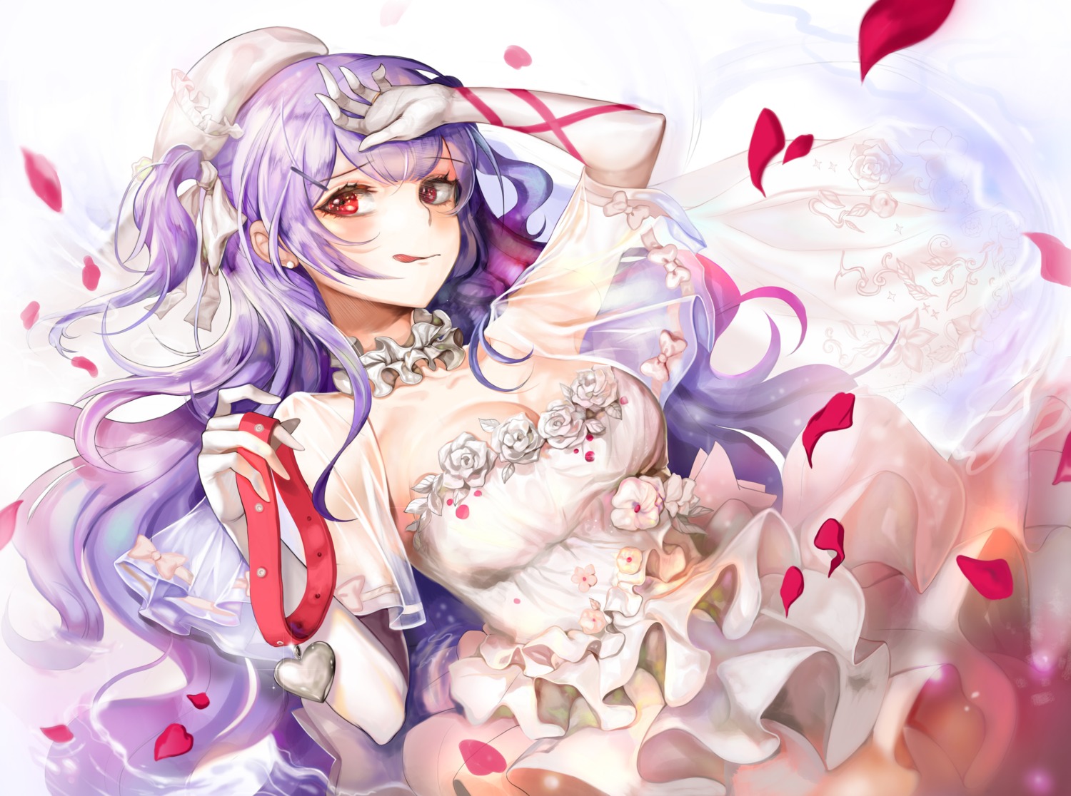 ajax_(azur_lane), azur_lane, cleavage, dress, haribo_kanten, see_through, wedding_dress