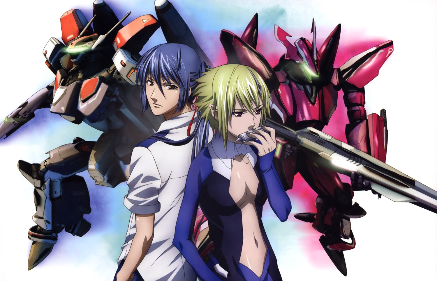 brera_sterne, kadonosono_megumi, macross, macross_frontier, male, mecha, saotome_alto, vf_valkyrie