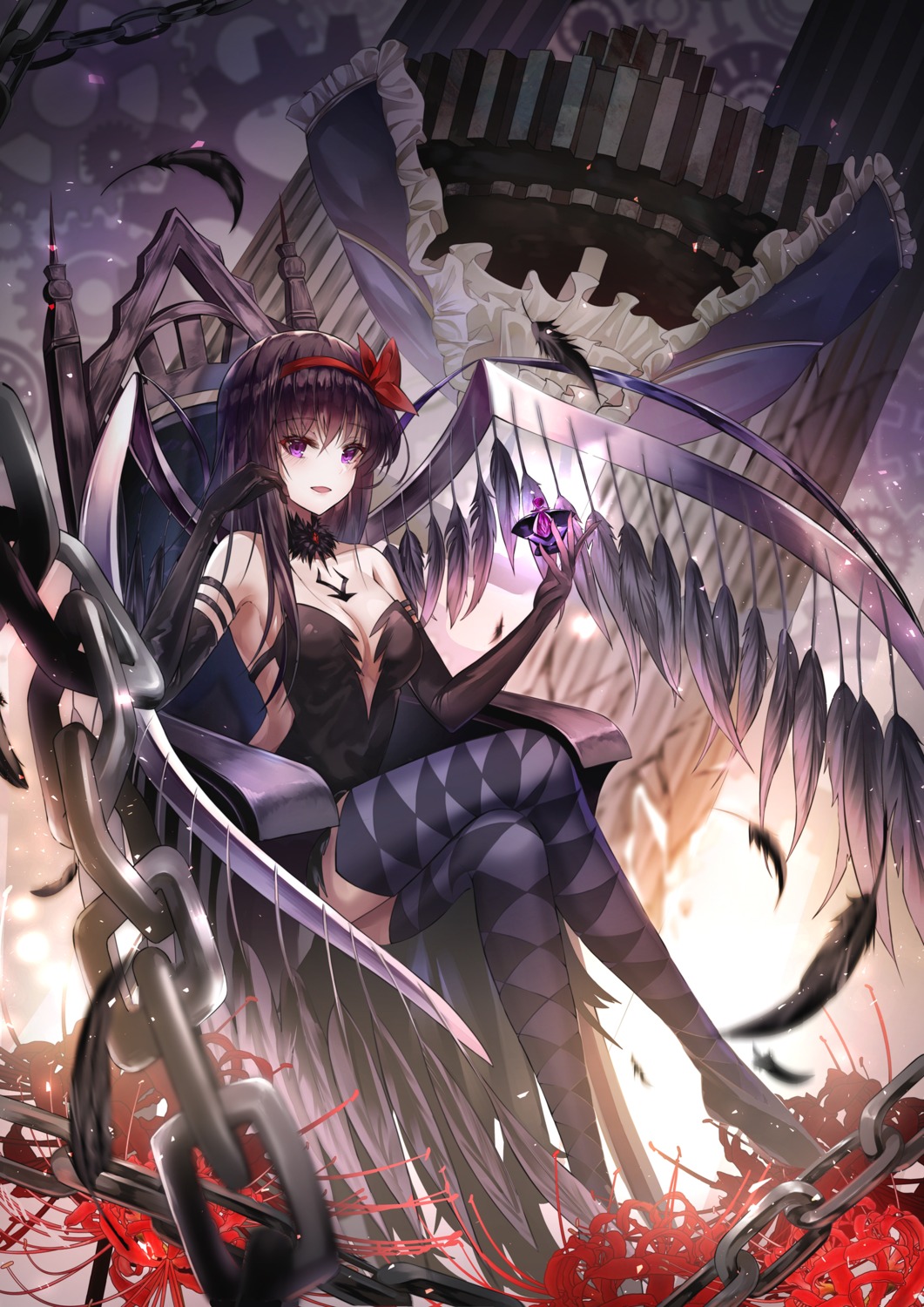 akemi_homura, cleavage, heels, limit_x, mahou_shoujo_madoka_magica, no_bra, tattoo, thighhighs