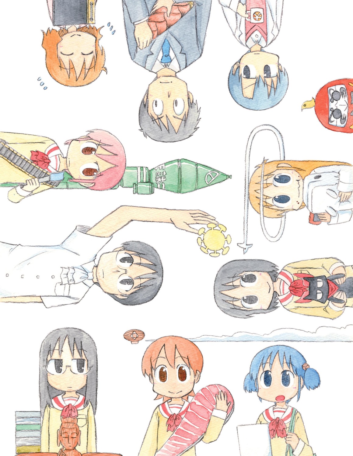 aioi_yuko, arawi_keiichi, hakase, megane, minakami_mai, naganohara_mio, neko, nichijou