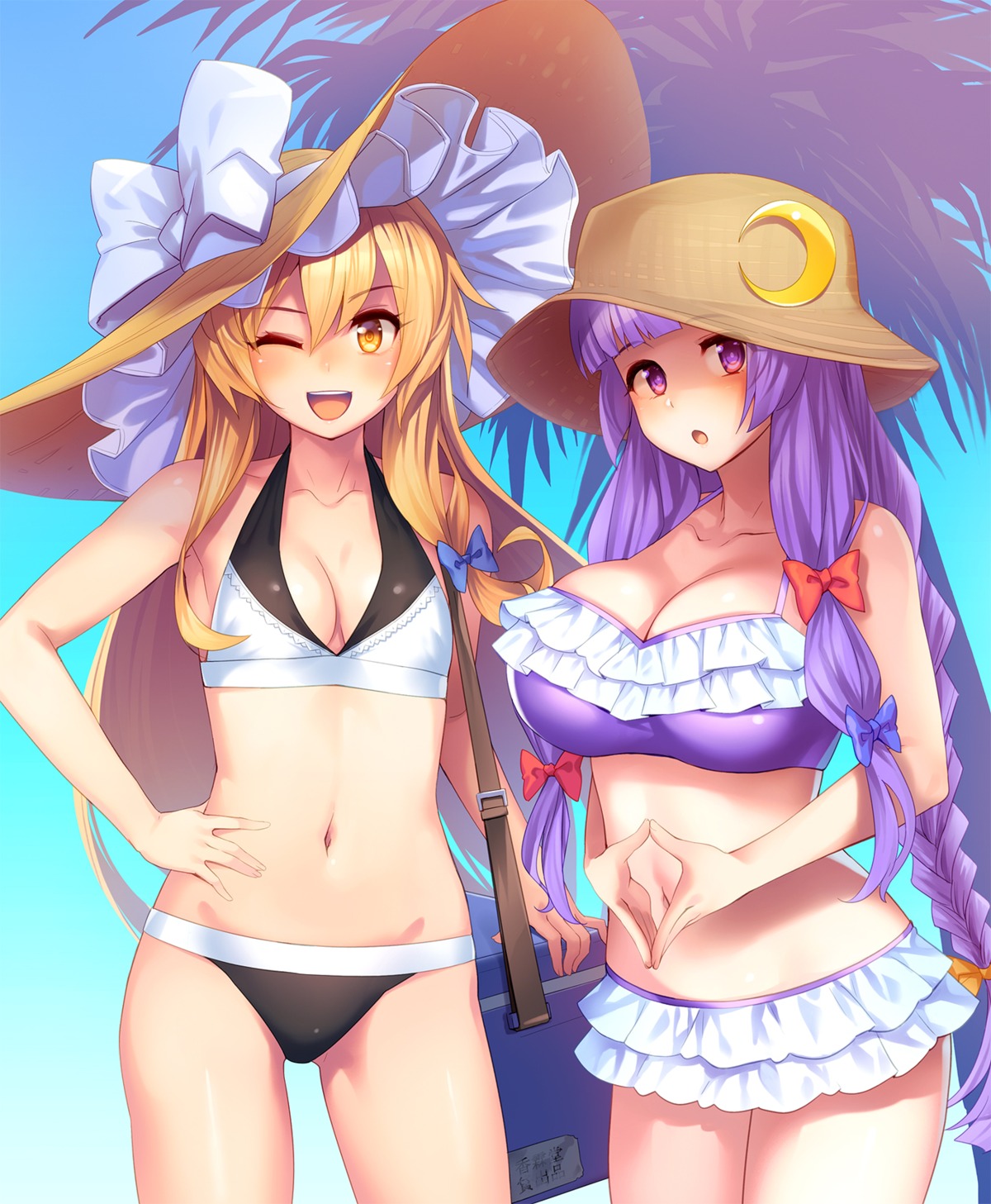 bikini, cleavage, kirisame_marisa, patchouli_knowledge, swimsuits, tarmo, touhou