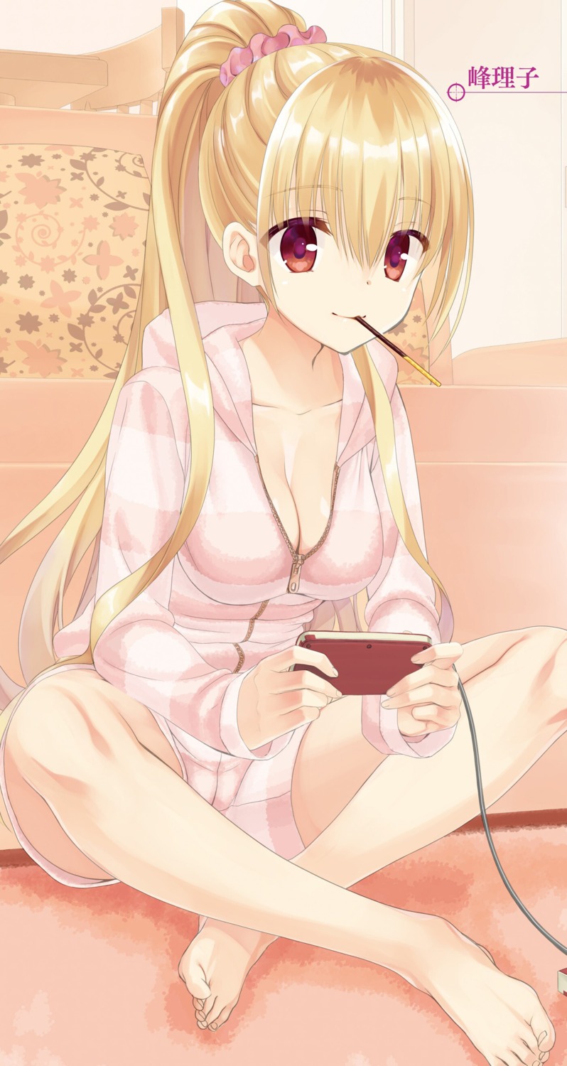 cleavage, feet, hidan_no_aria, kobuichi, mine_riko, open_shirt