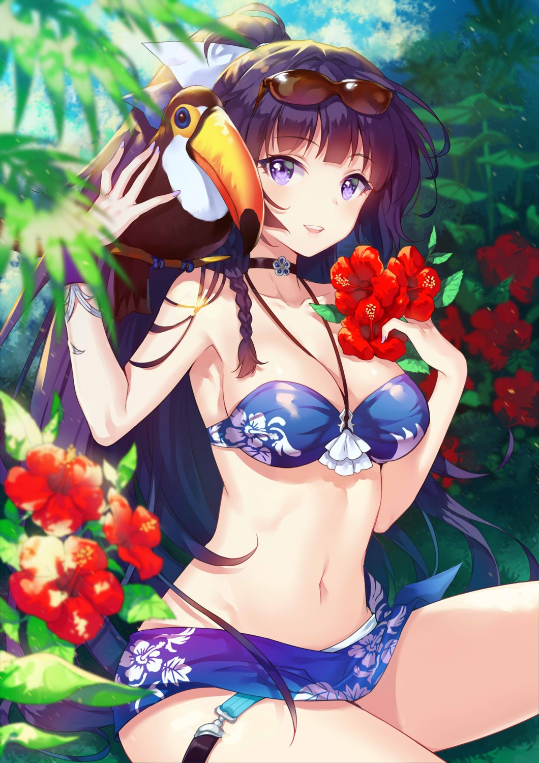 benghuai_xueyuan, bikini, cleavage, garter, manle, megane, swimsuits