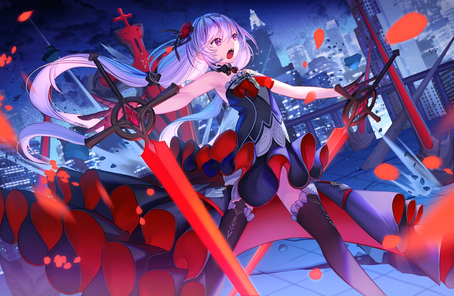 benghuai_xueyuan, dress, gahyun, honkai_impact, sword, theresa_apocalypse, thighhighs