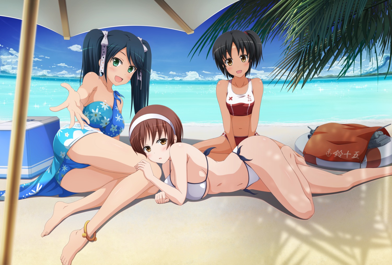 ass, bikini, cleavage, isuzu_(kancolle), kantai_collection, nagara_(kancolle), natori_(kancolle), shira-nyoro