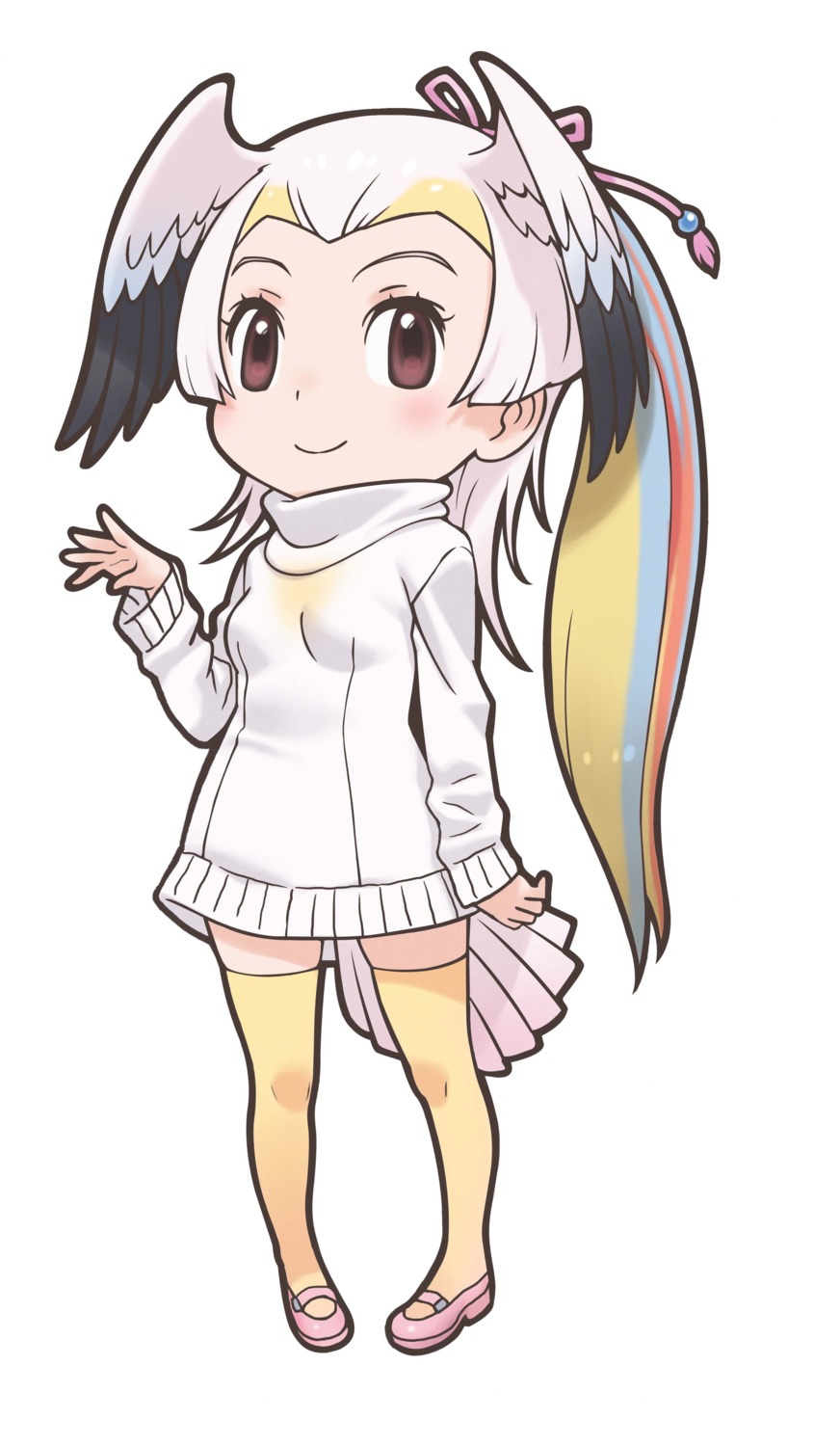 great_white_pelican, kemono_friends, sweater, thighhighs, wings, yoshizaki_mine