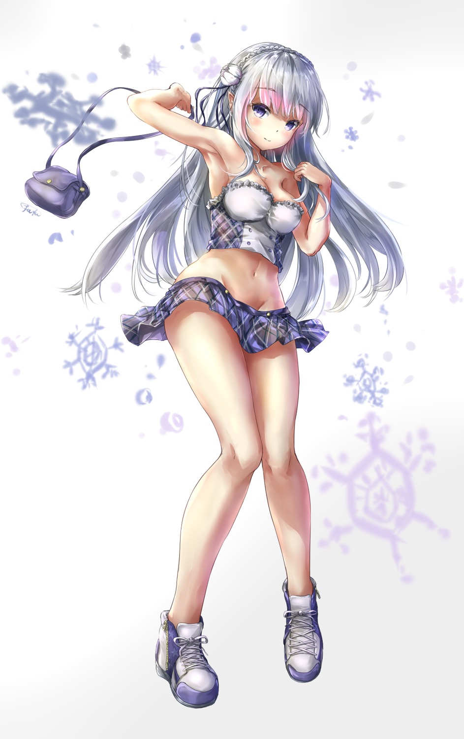 cleavage, elf, emilia_(re_zero), fii_fii_(feefeeowo), pointy_ears, re:zero_kara_hajimeru_isekai_seikatsu