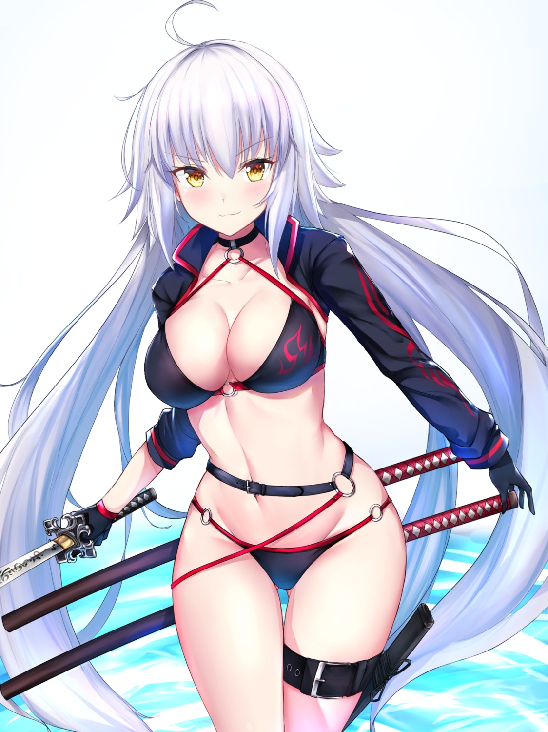 agibe, bikini, cleavage, fate/grand_order, garter, jeanne_d'arc, jeanne_d'arc_alter_(fate), swimsuits, sword