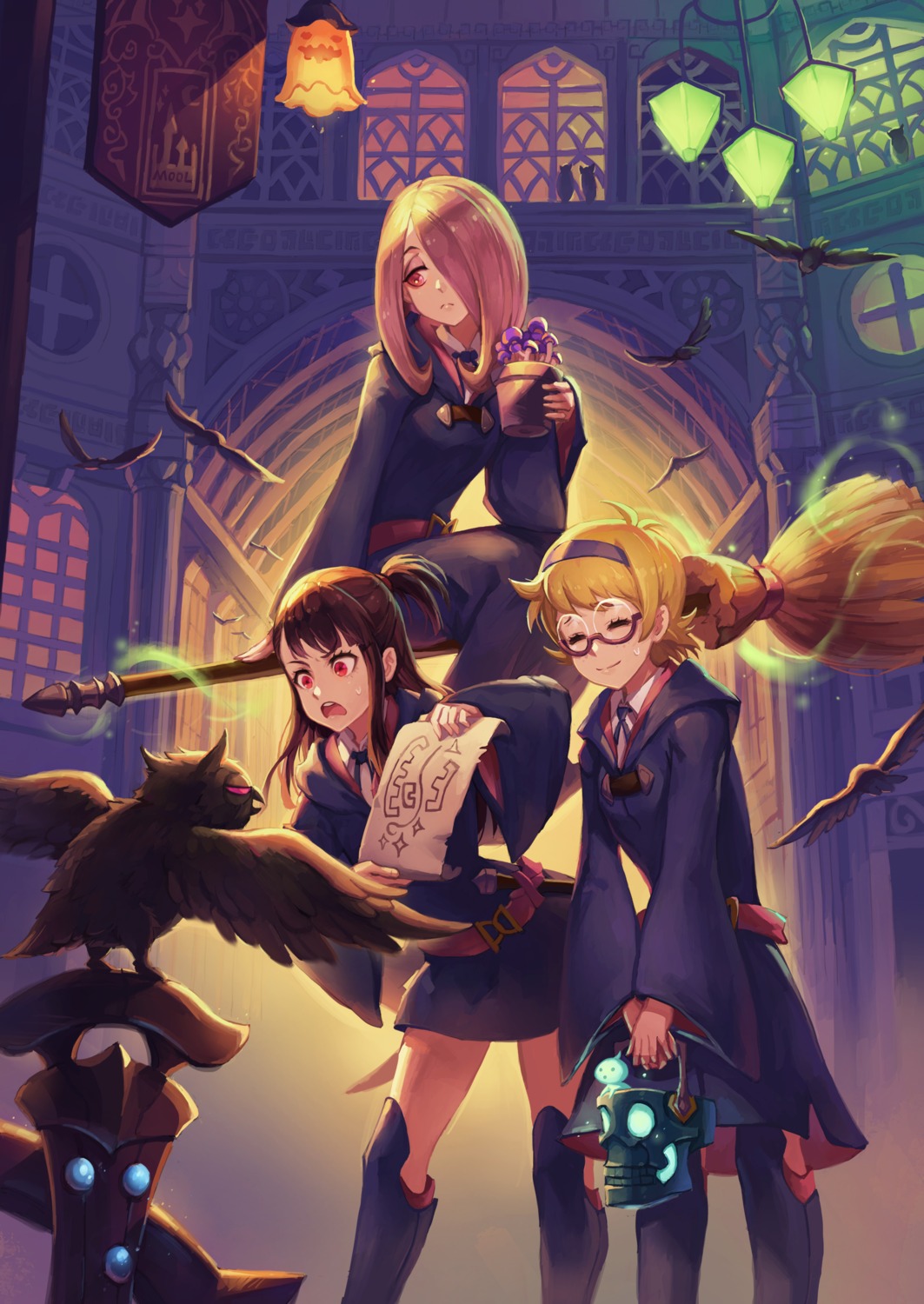 atsuko_kagari, little_witch_academia, lotte_yanson, megane, mool_yueguang, seifuku, sucy_manbavaran