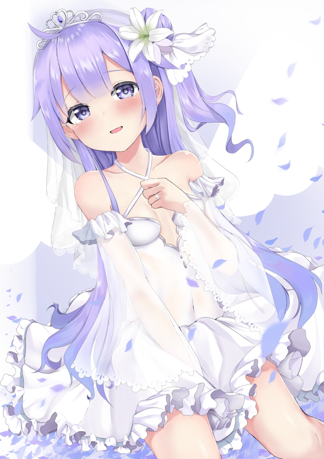 azur_lane, cleavage, dress, no_bra, see_through, senagawa_roro, unicorn_(azur_lane), wedding_dress
