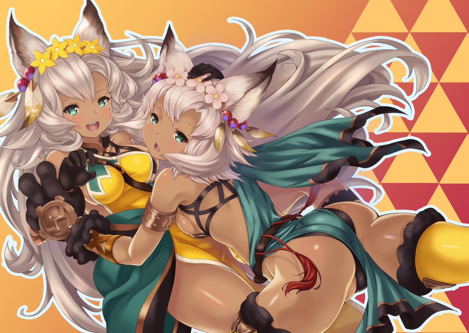 animal_ears, ass, bra, dress, granblue_fantasy, melleau, nemone, pantsu