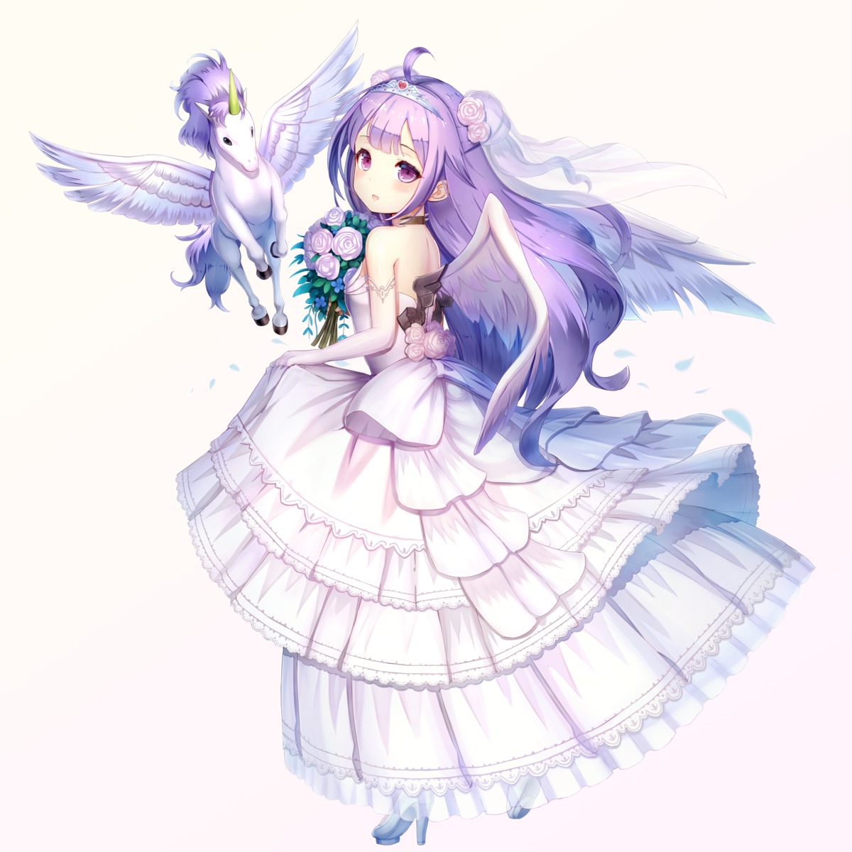azur_lane, dress, heels, teratsu, unicorn_(azur_lane), wedding_dress, wings