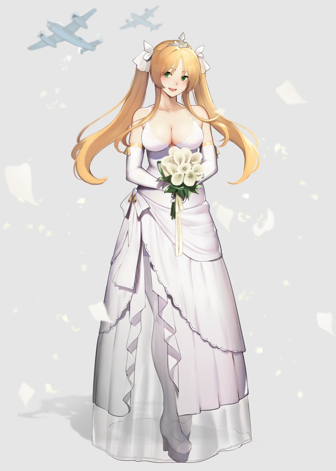 azur_lane, cleavage, dress, hayabusa, heels, hornet_(azur_lane), pantyhose, see_through