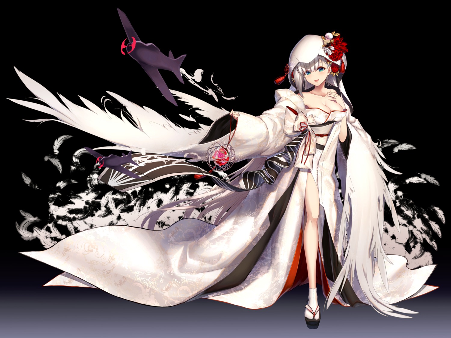 aono_meri, azur_lane, cleavage, japanese_clothes, shoukaku_(azur_lane)