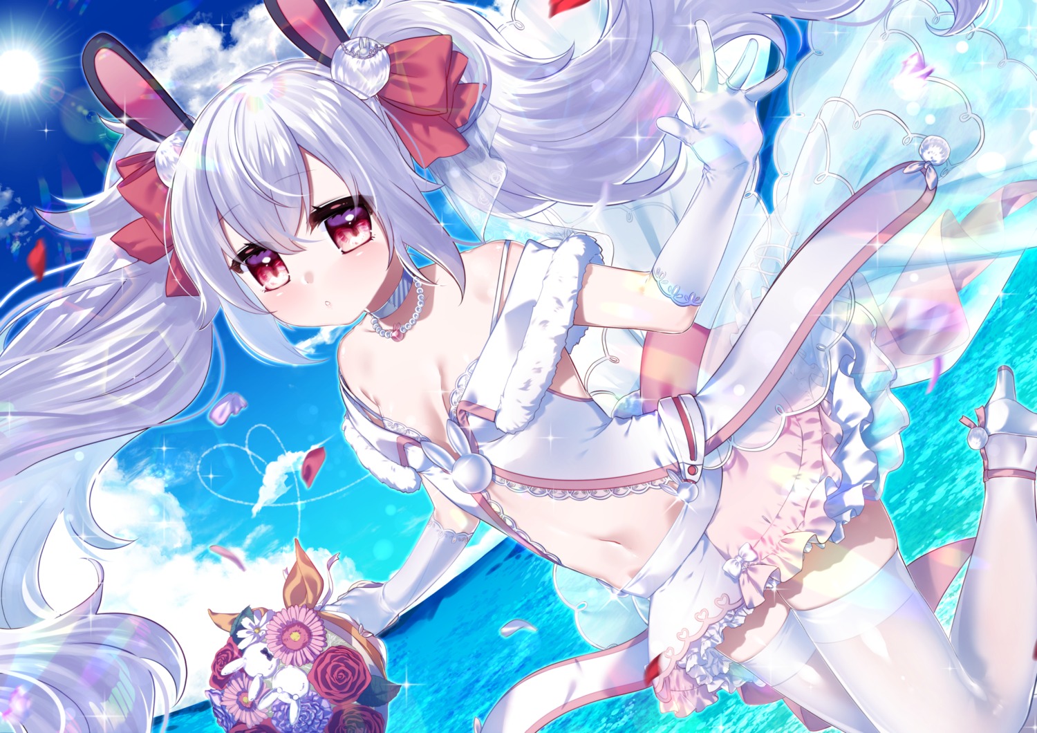 animal_ears, azur_lane, bunny_ears, cleavage, dress, heels, kitasaya_ai, laffey_(azur_lane)