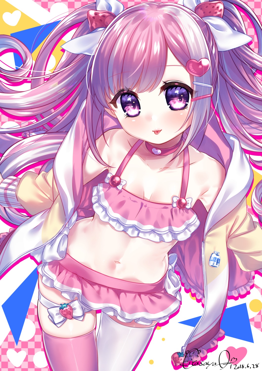 cleavage, debi_(akuma), garter, swimsuits, thighhighs