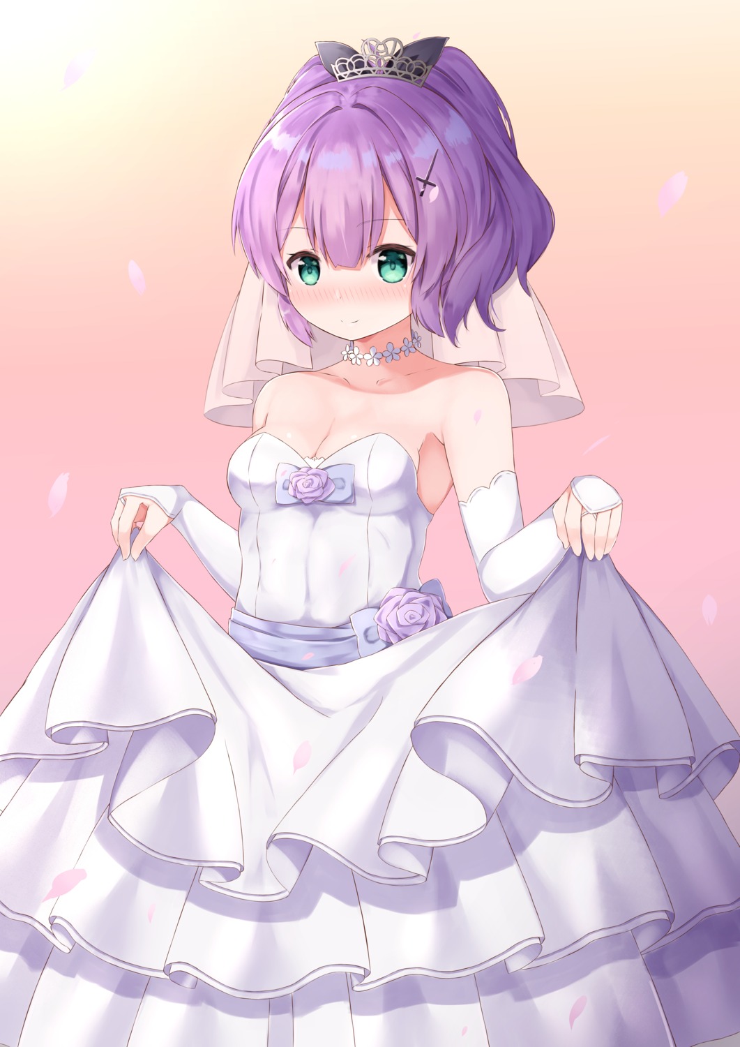 azur_lane, cleavage, dress, javelin_(azur_lane), moko_(mokomozi11), wedding_dress