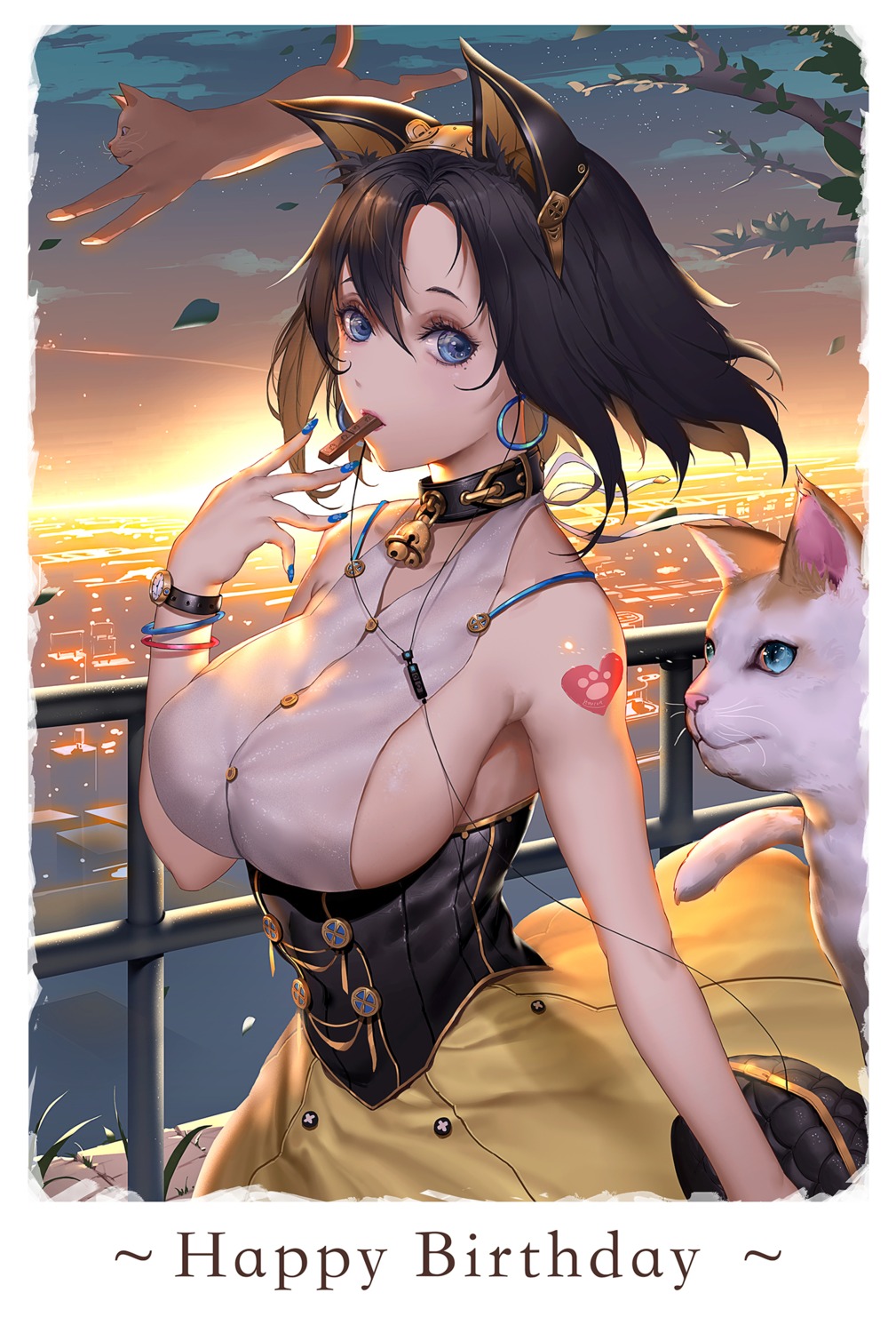 animal_ears, itoucon, neko, tattoo