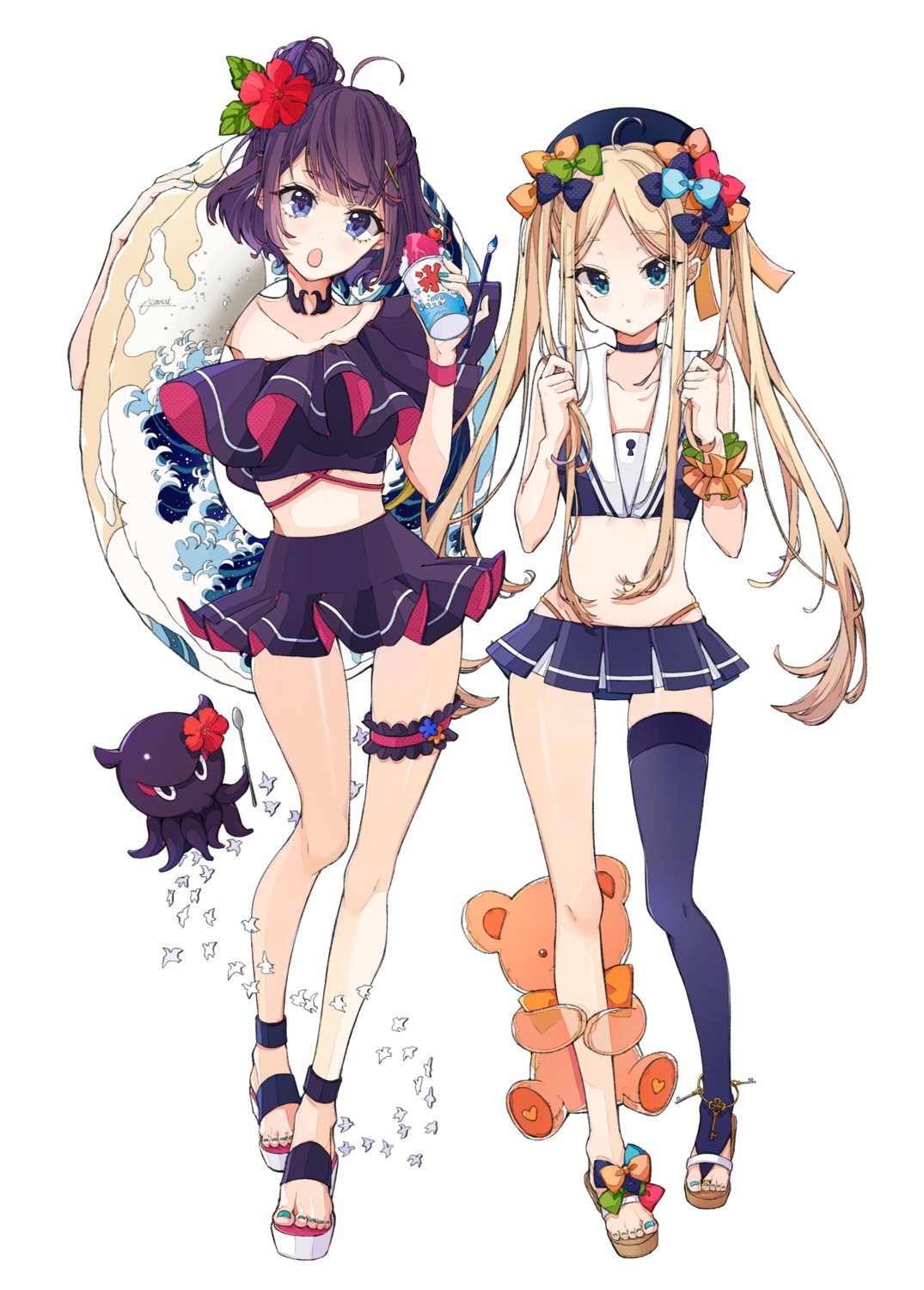 abigail_williams_(fate), fate/grand_order, garter, katsushika_hokusai_(fate), osanai, thighhighs