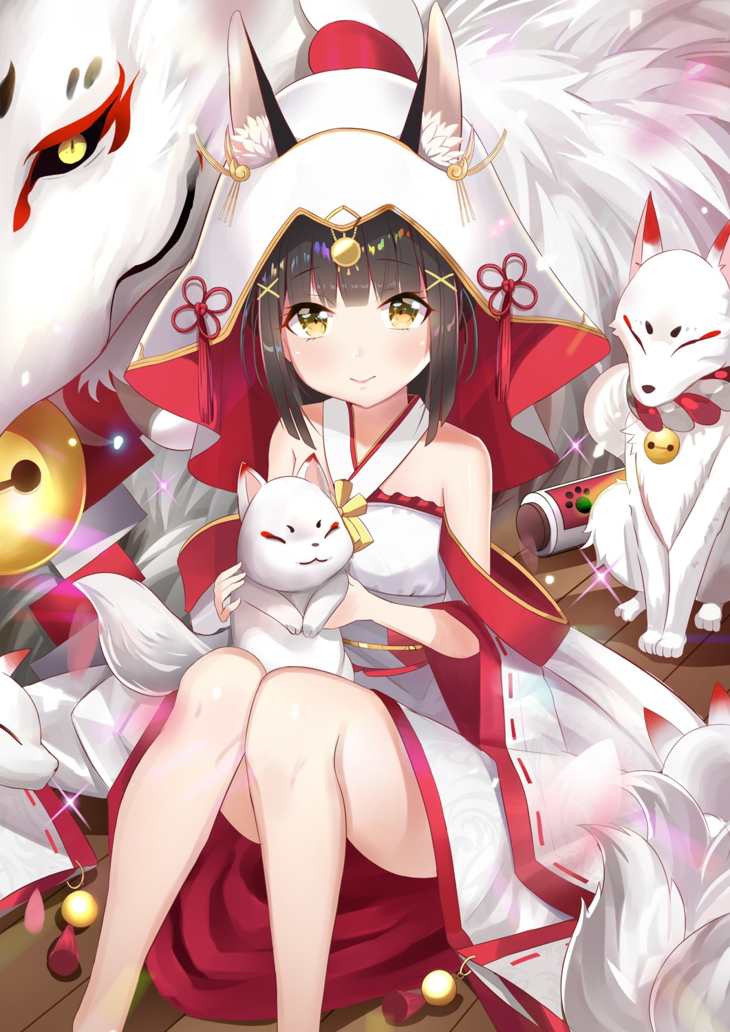 animal_ears, azur_lane, japanese_clothes, kitsune, nagato_(azur_lane), zotari
