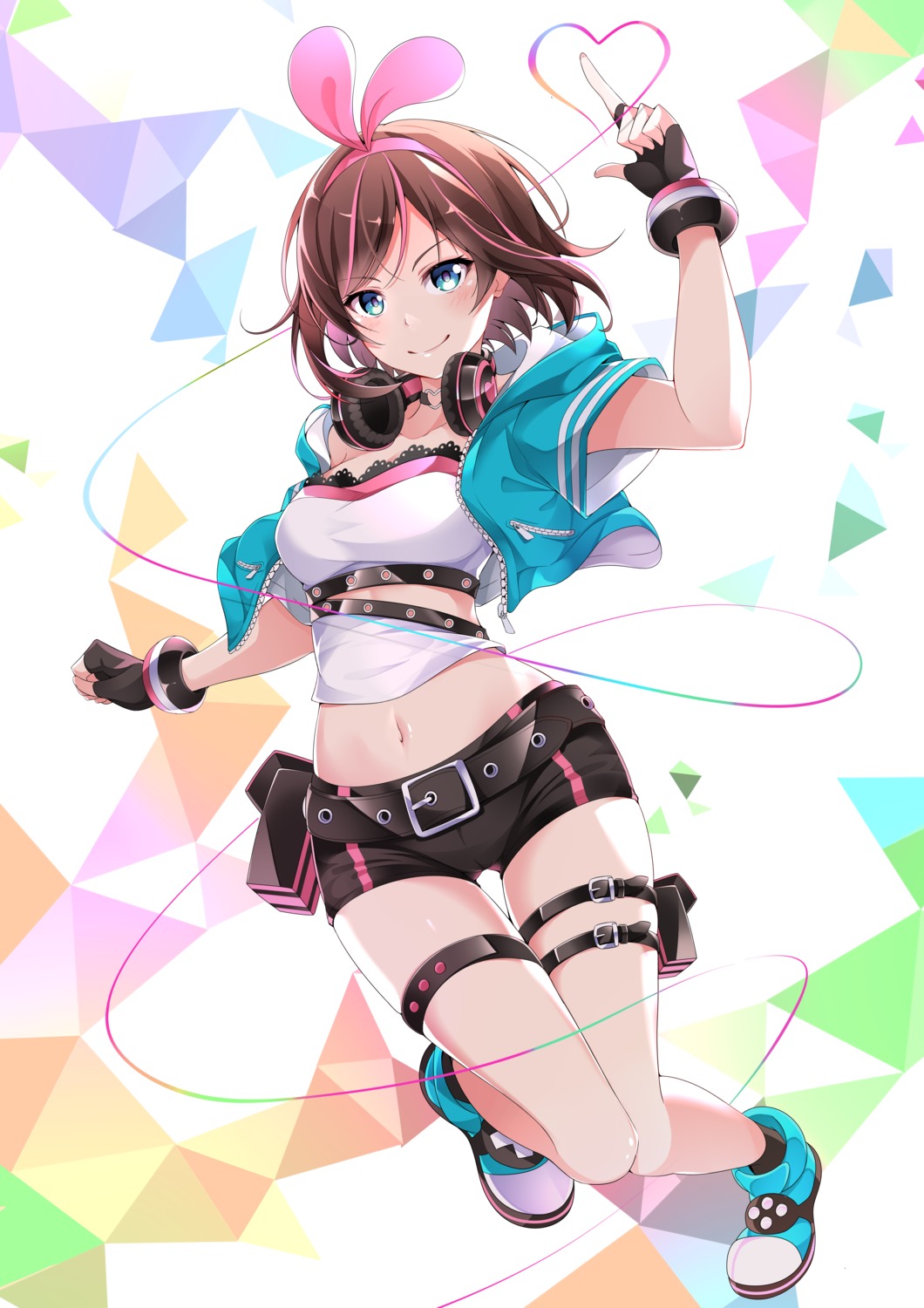 garter, headphones, kizuna_ai, kizuna_ai_inc., masabodo
