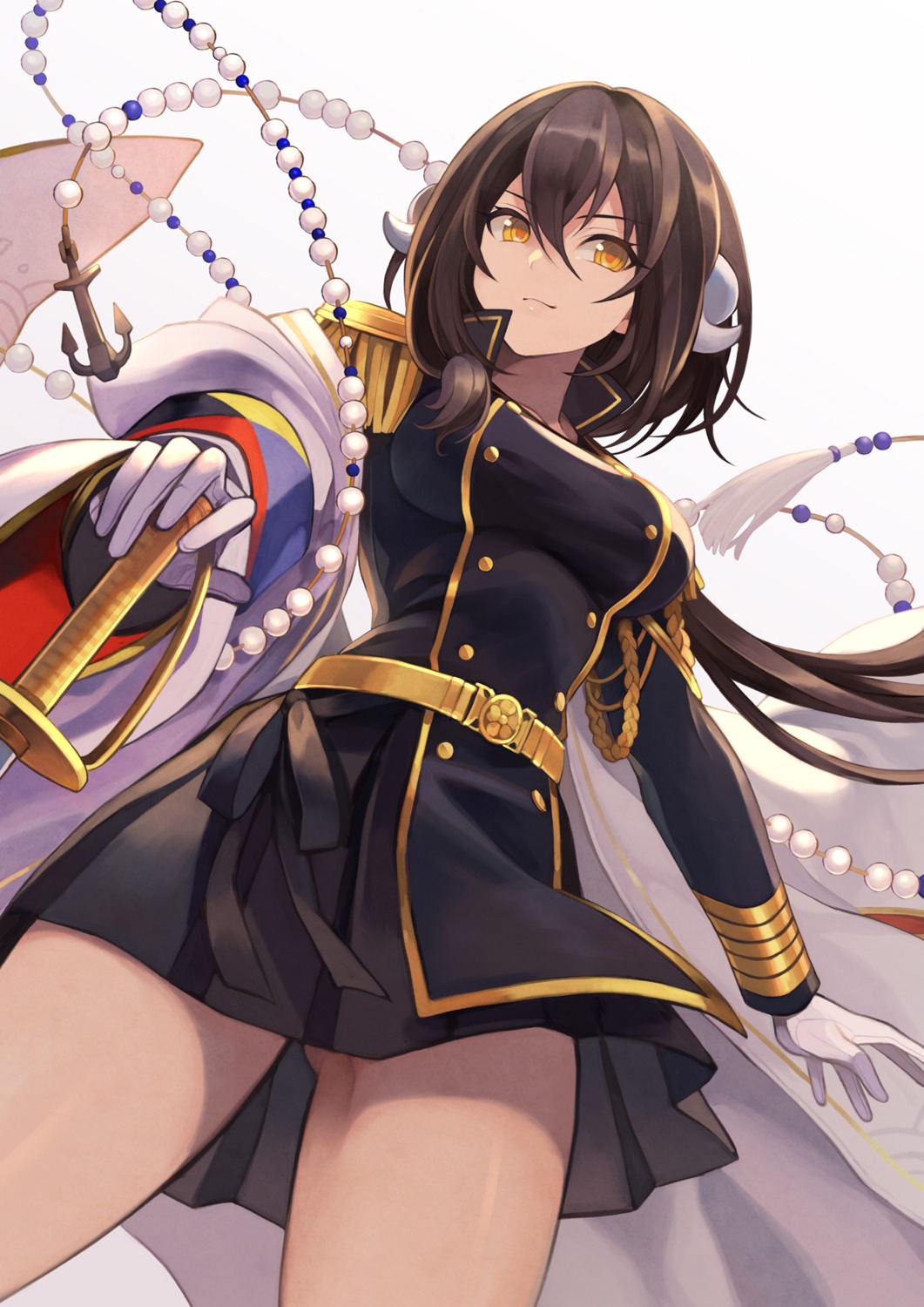 azur_lane, horns, mikasa_(azur_lane), sword, uniform, yuko_(uc_yuk)