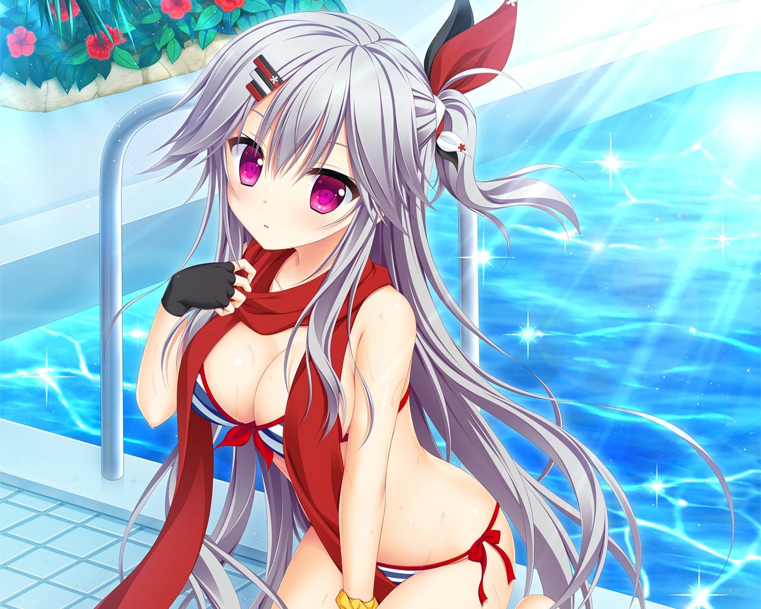 bikini, cleavage, hanasaki_work_spring, hontani_kanae, saga_planets, shiranui_inori, swimsuits, wet