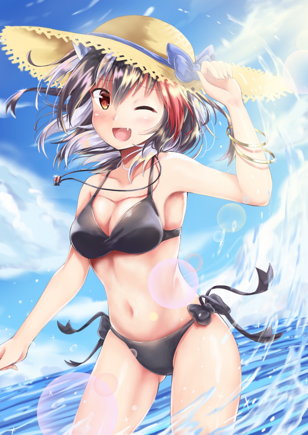 akiteru98, bikini, cleavage, horns, kijin_seija, swimsuits, touhou, wet