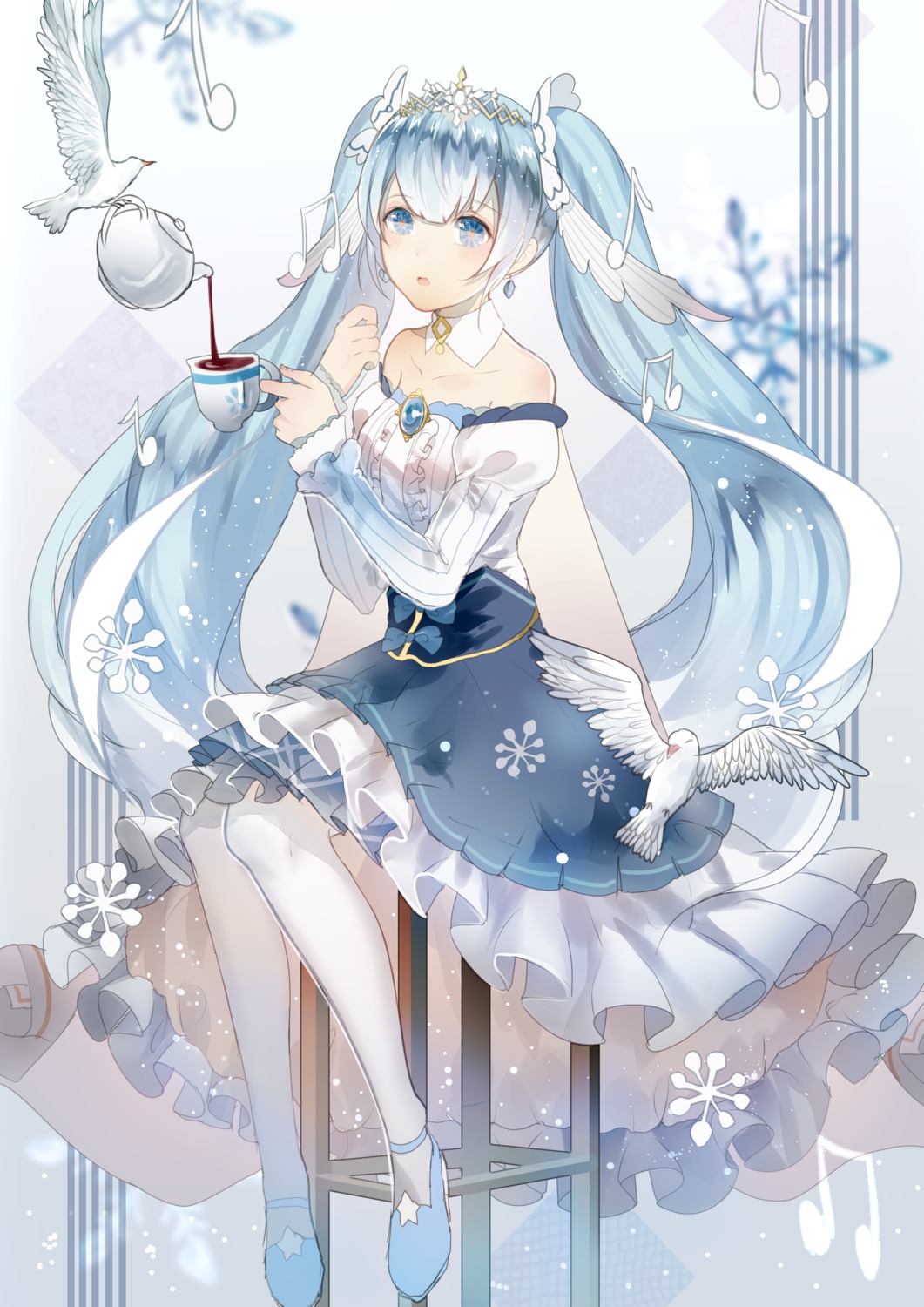 dress, hatsune_miku, heels, pantyhose, tadatsu, vocaloid, yuki_miku