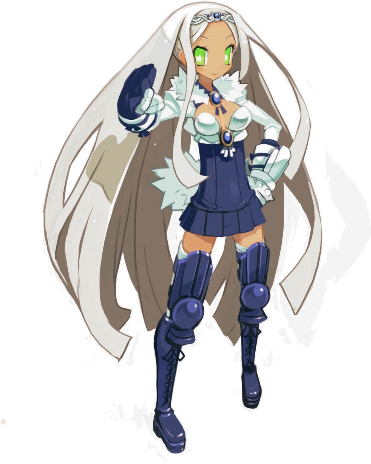 cleavage, disgaea, disgaea_3, harada_takehito, sapphire_rhodonite, thighhighs