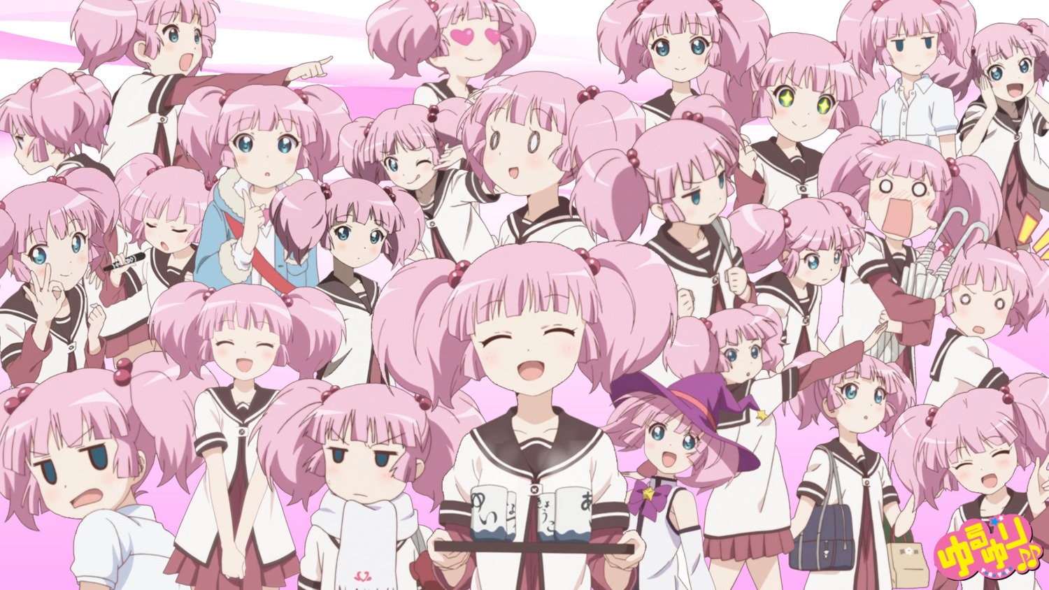 seifuku, umbrella, wallpaper, witch, yoshikawa_chinatsu, yuru_yuri