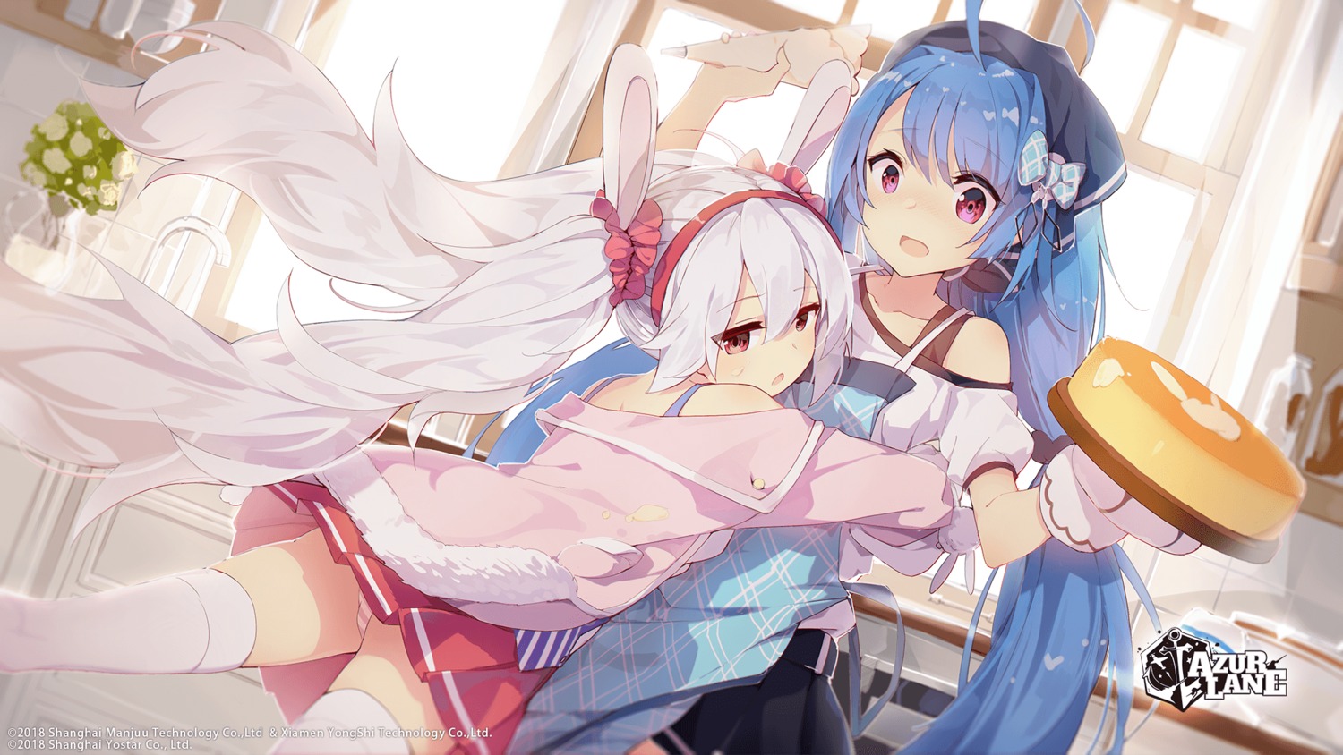 animal_ears, azur_lane, bunny_ears, helena_(azur_lane), laffey_(azur_lane), lf, pantsu, shimapan, thighhighs, wallpaper